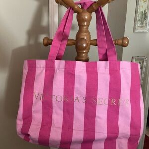 Huge Victoria's Secret Thick Canvas Pink Tote